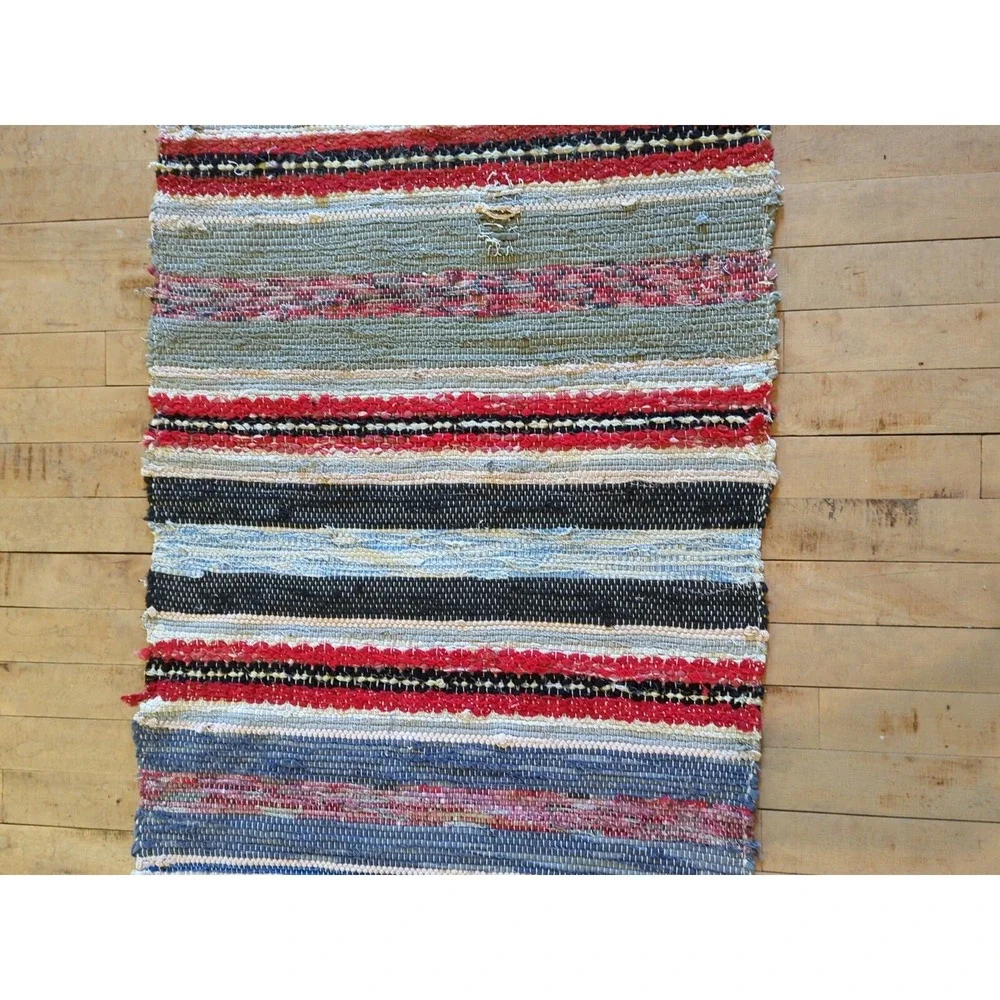 Antique Imported Swedish Hand‎ Made Rag Rug Runner (135